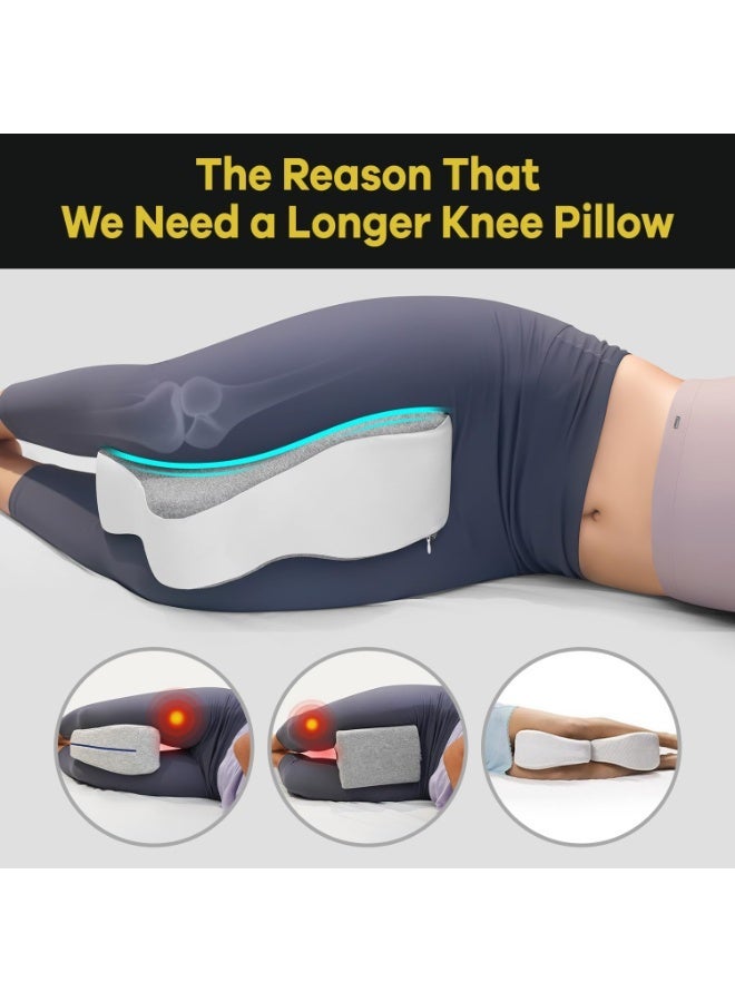 وسادة ركبة طويلة مقاس 14 بوصة للنوم على الجانب، توفر دعمًا كاملاً للفخذين والركبتين للحفاظ على المسافة المناسبة بينهما - وسادة ساقين للنوم على الجانب بين الساقين لتصحيح محاذاة العمود الفقري - كبيرة، لون رمادي. - Image 3